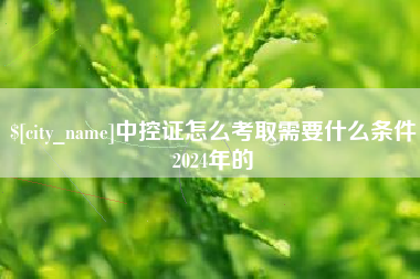 三门峡中控证怎么考取需要什么条件2024年的